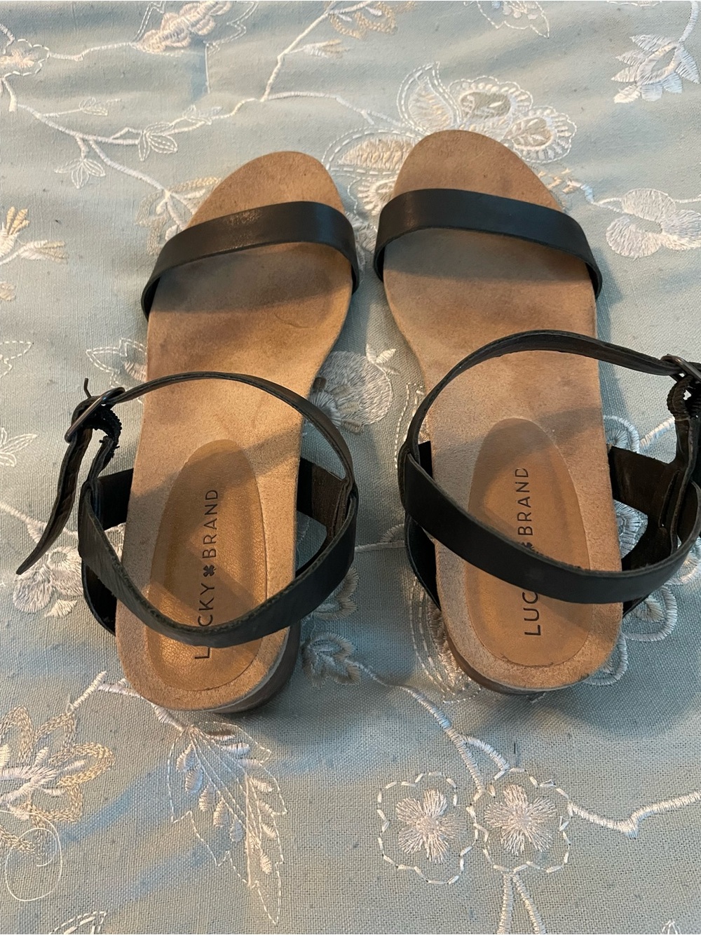 Lucky Brand Black Leather Strap Sandals for Women